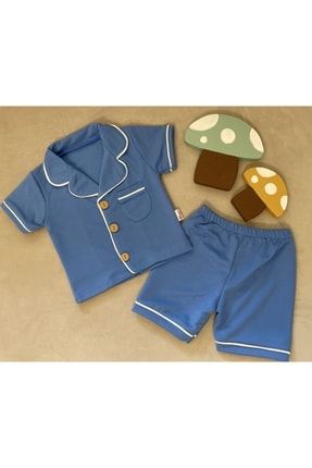 Erkek Çocuk 6-18 Ay Önden Düğmeli Şortlu Pijama Takım şortlı düğ pij