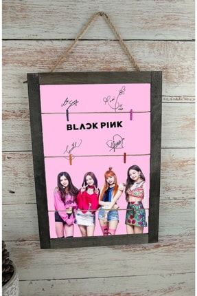 Black Pink Tasarımlı Ahşap Ipli Fotoğraf Çerçevesi Panosu Tablo P5256S6442