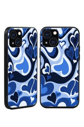 Iphone 13 Blue Heart Dubble Tasarımlı Glassy Kılıf IP13GLS-15