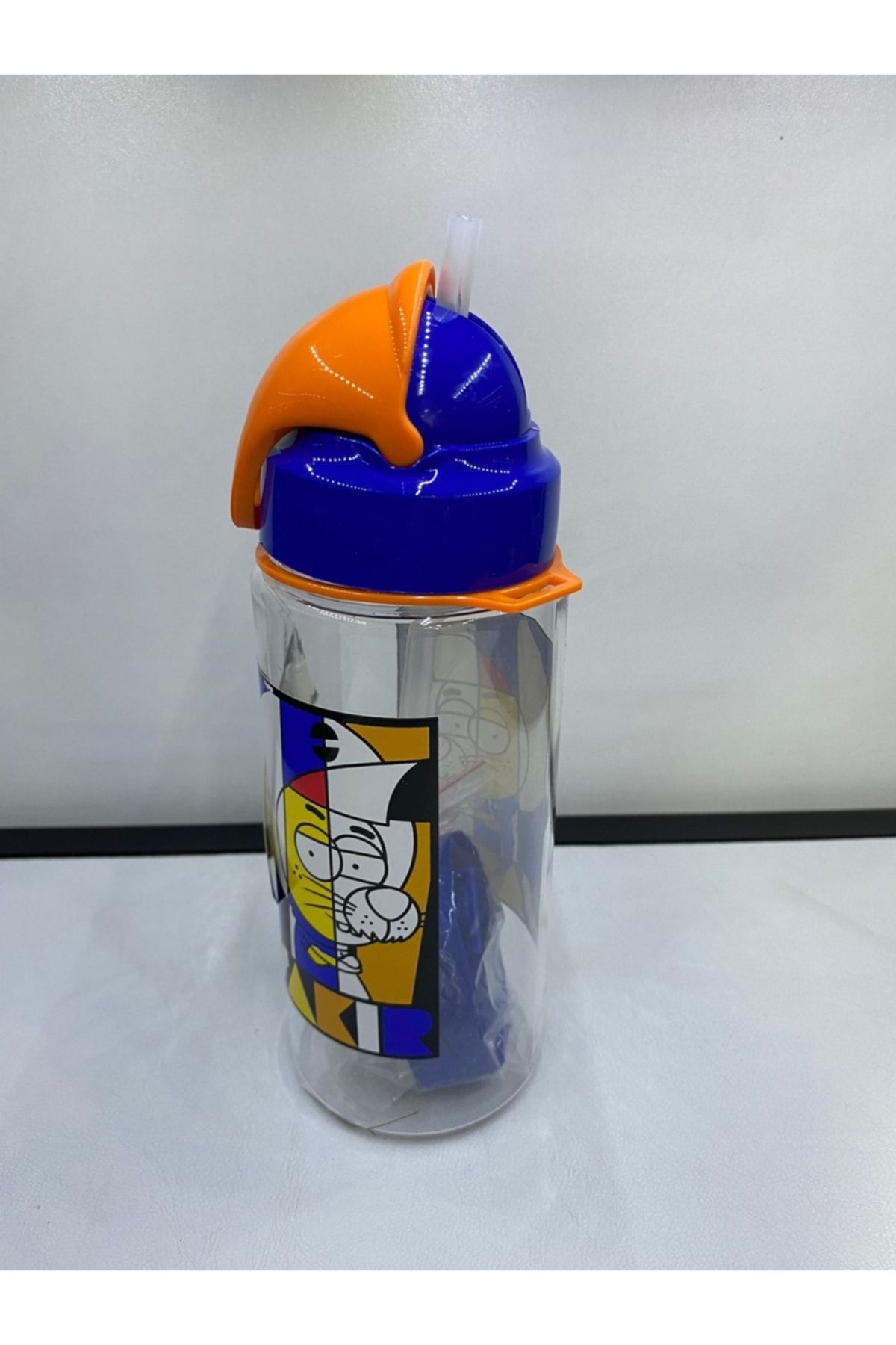 Gıpta-Kral Şakir Patterned Tritan Flask with Straw 500cc K025-1 2