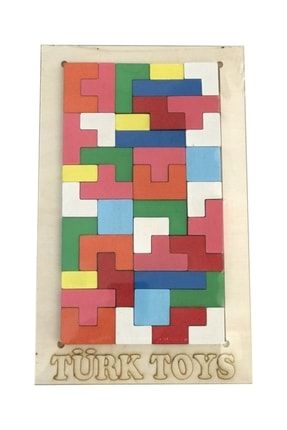 Ahşap Yap Boz Puzzle Çocuk Oyuncağı Tetris Modeli Renkli Puzzle Yap Boz Eğitici Çocuk Oyunu