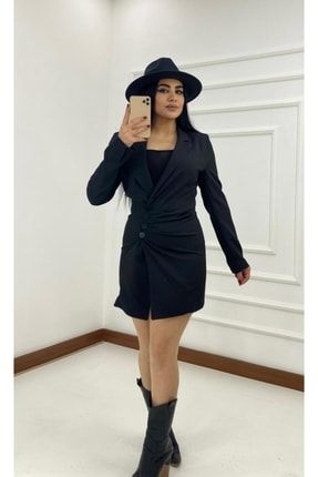 Kadın Siyah Ceket Elbise Rbn10