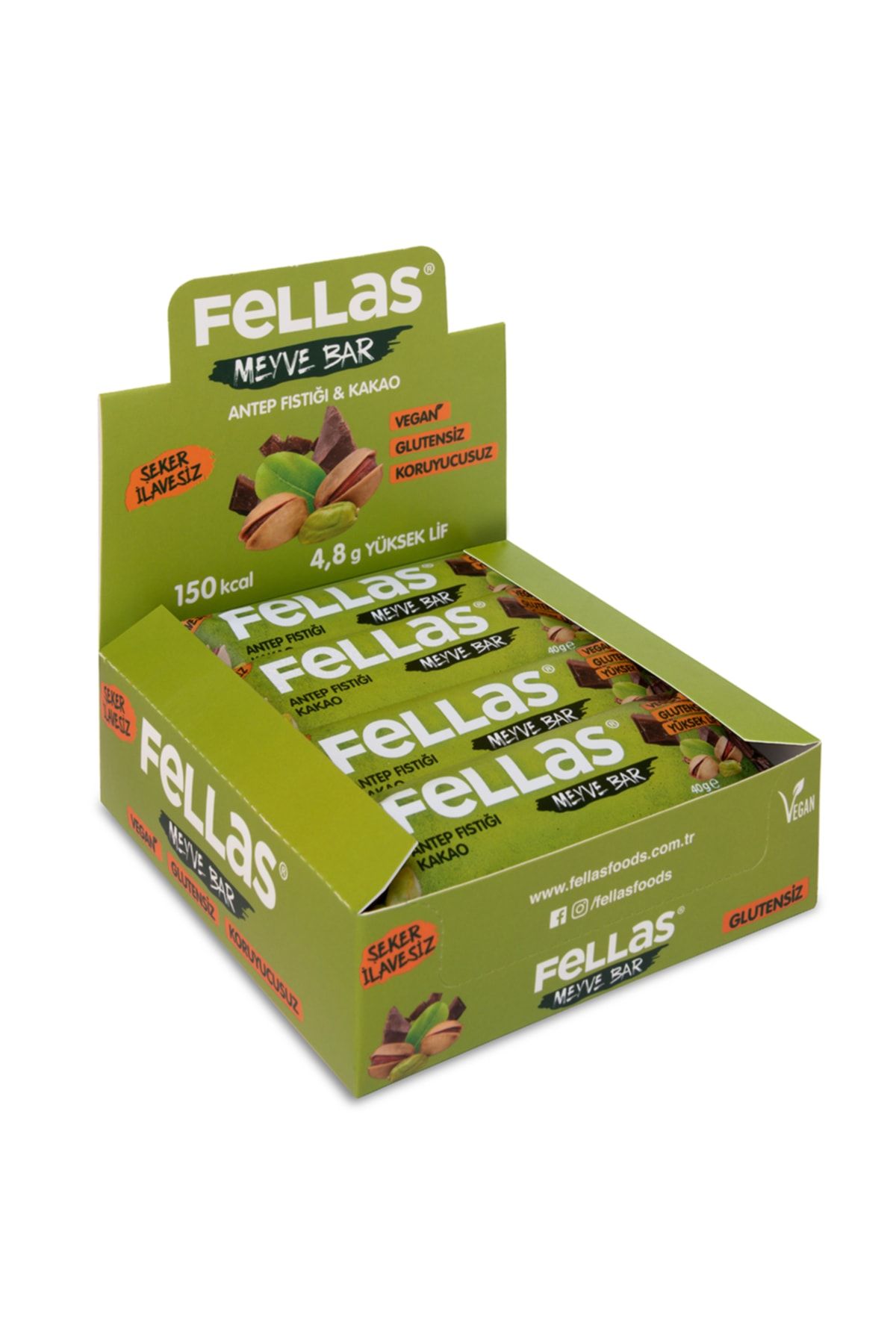 Fellas Meyve Bar - Antep Fıstıklı Ve Kakaolu 40 Gr X 12 Adet