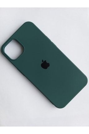 Iphone 13 Uyumlu Haki Yeşil Lansman Içi Kadife Silikon Logolu Kılıf 13Logolu