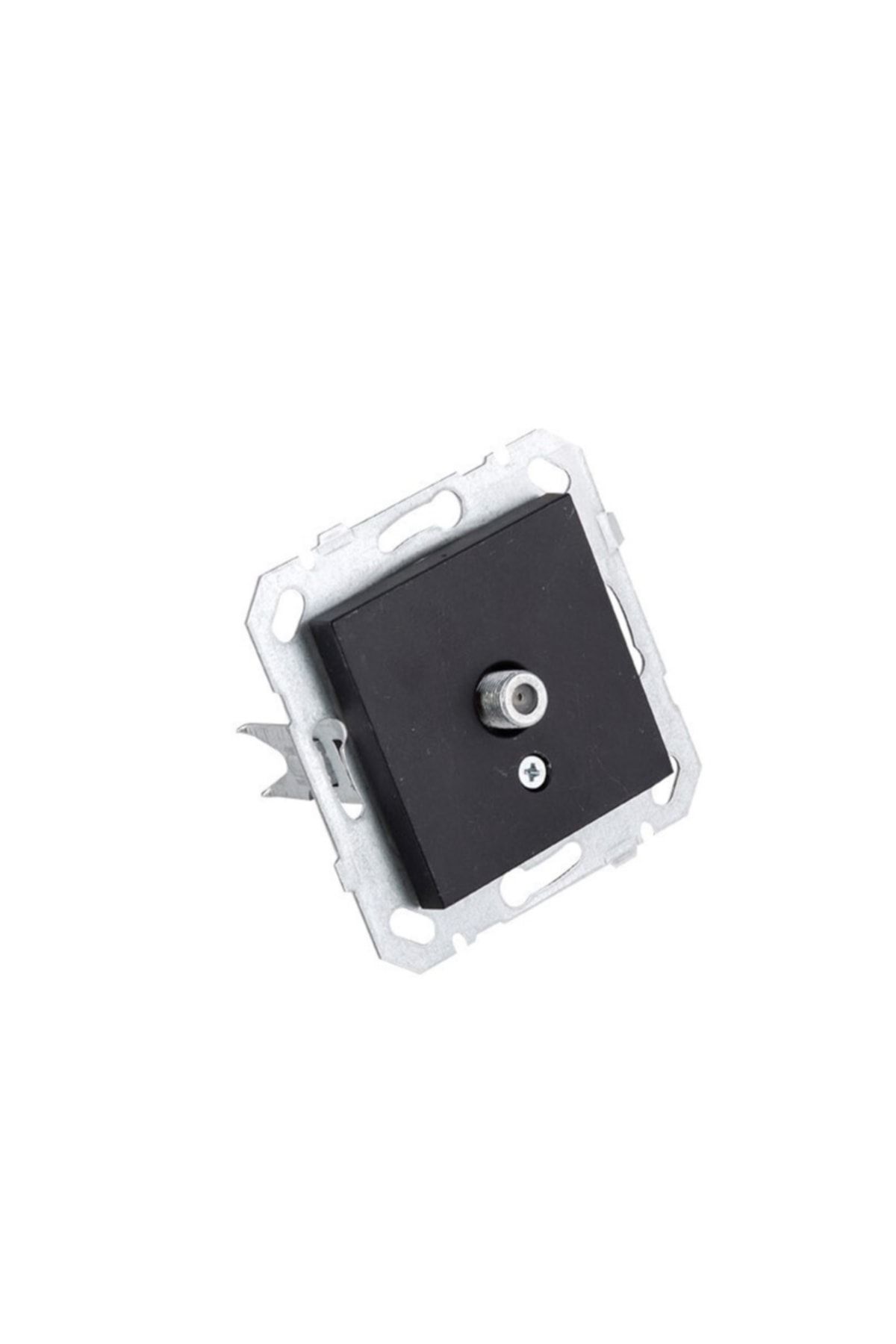 Netelsan-Black Grounded Socket Black Satellite Socket - Matte Silver Double Frame Combination 3