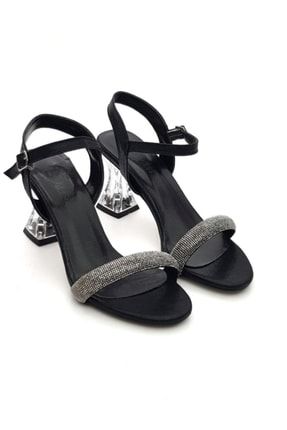 Kadın Abiye Bilekten Bantlı Gümüş Şık Ayakkabı Siyah PM07K71