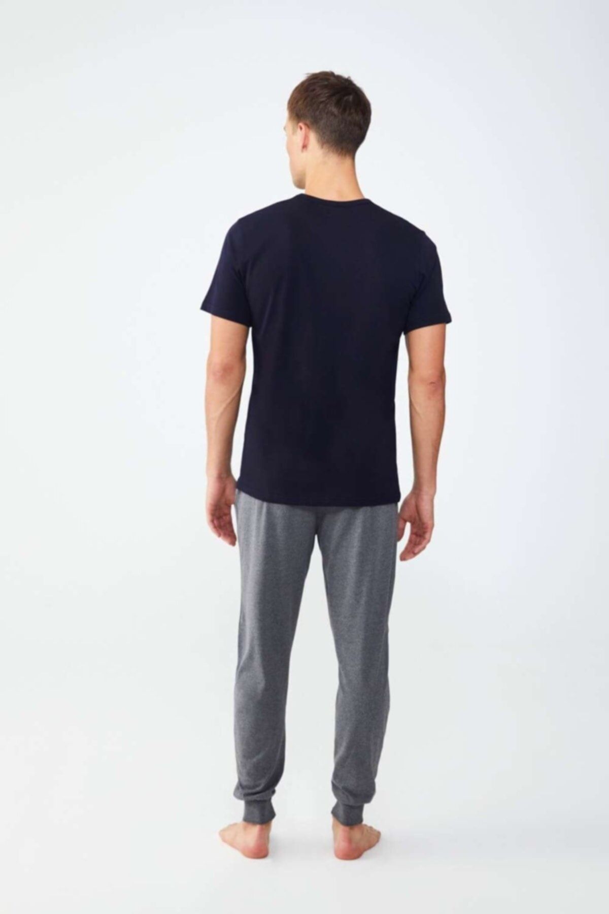 ست پیژامه آبی مردانه لباس خواب یقه گرد سرمه ای U.S. Polo Assn.
