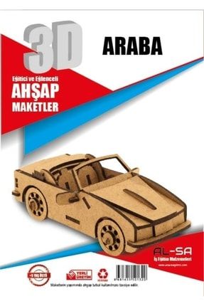 3d Ahşap Araba Maketi (boyanabilir) AHSP02