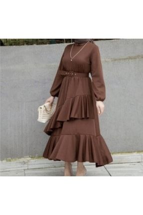Kadın Volan Katlı Gün Elbisesi Lovie-4132x