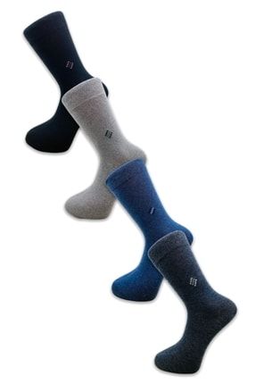 Erkek Çorap Soket Uzun Corap Kadın Havlu Beyaz Desenli Çoraplar 4 Adet SS-313
