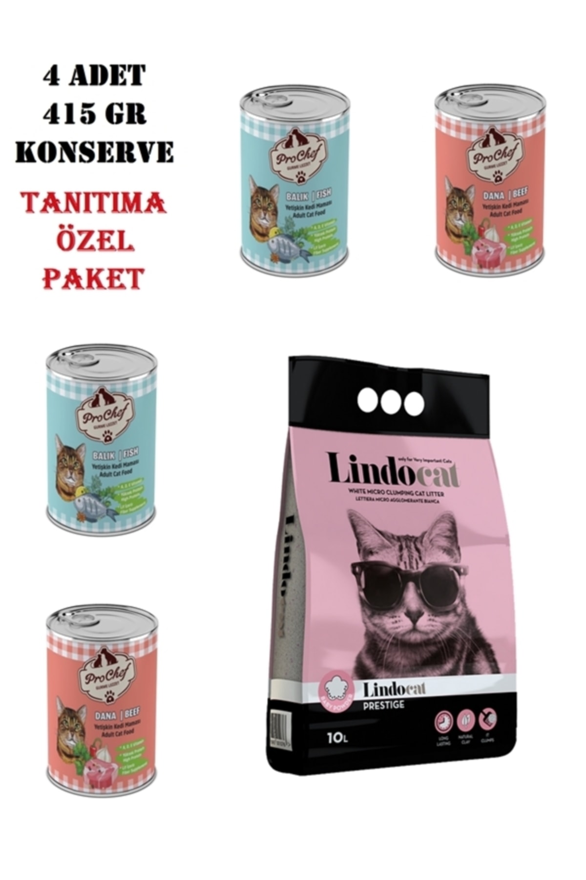 Lindo Cat 10 Lt Lindocat Ince Bebek Kokulu Kedi Kumu & 4 Adet Konserve Tanıtıma Özel Fiyat