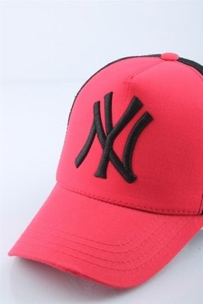 Fileli New York Yankees Nakışlı Şapka Kırmızıı Siyah Ny Şapka Elvn Fileli NY