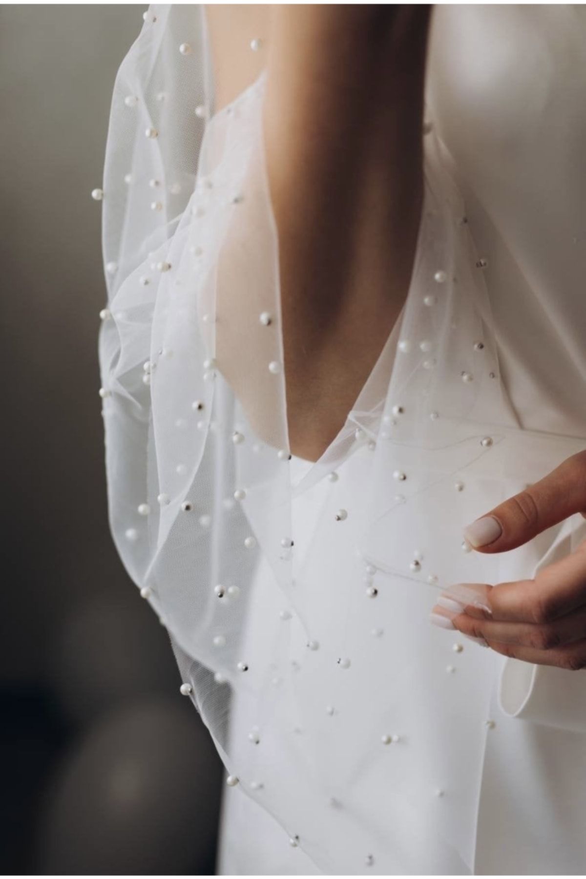 Before To Be Bride-Rochie scurtă din satin cu perle 3