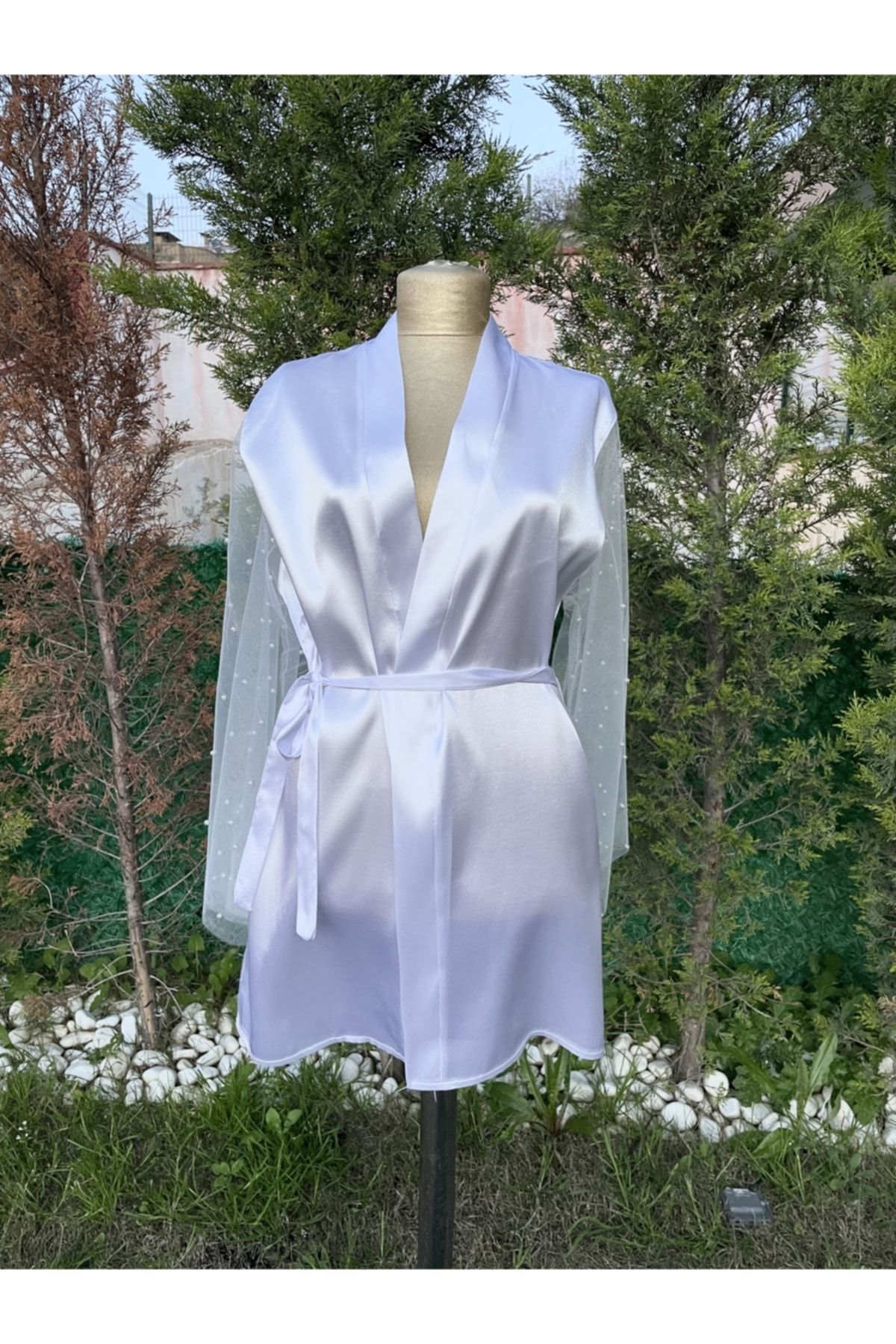 Before To Be Bride-Rochie scurtă din satin cu perle 4