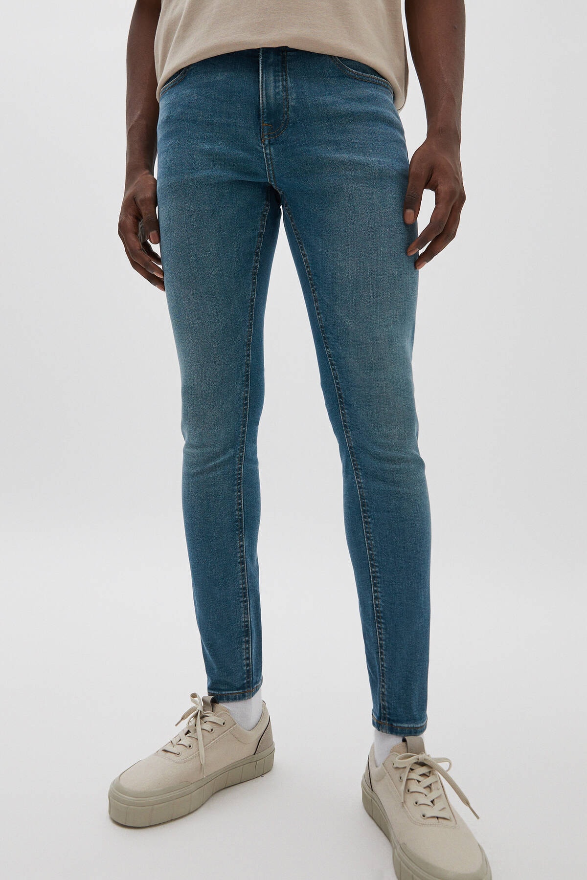 Pull & Bear Yeşilimsi Mavi Super Skinny Fit Jean