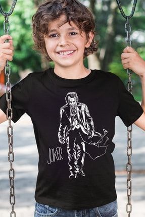 Paltolu Joker Siyah Kısa Kollu Erkek Çocuk T-shirt 1M1BB446AS