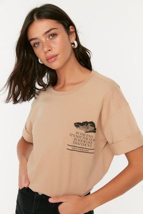 Taş Baskılı Loose Fit Örme T-Shirt TWOSS22TS2017