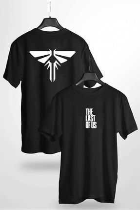 The Last Of Us Ön Sırt Baskılı Tasarım Unisex Siyah Tshirt thelastofustshirt