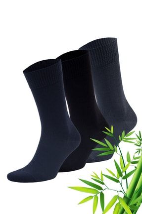 Erkek Siyah, Lacivert Ve Füme Renklerde Orjinal Bambu Diabetik Çorap 3 Çift M0E0107-2018