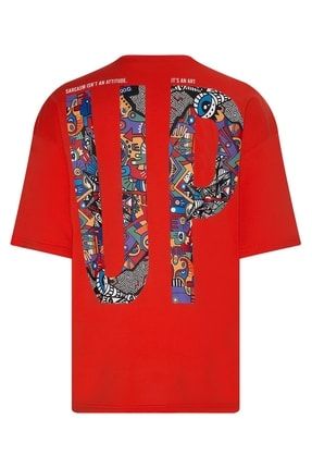 Kırmızı Sırtı Baskılı Oversize T-shirt 2yxe2-45953-04 2YXE2-45953