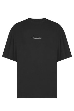 Siyah Essentials Nakışlı Oversize T-shirt 2yxe2-45972-02 2YXE2-45972