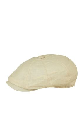 Ingiliz Stili Keten Yazlık Bej Şapka COSMOOUT1260