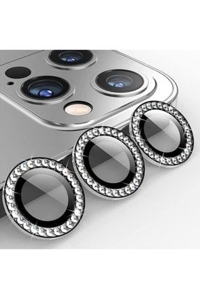 Iphone 11/11pro /11 Pro Max/12/12 Pro Mini Uyumlu Taşlı Kamera Lens Koruyucu Gümüş agm124345234122334-R30