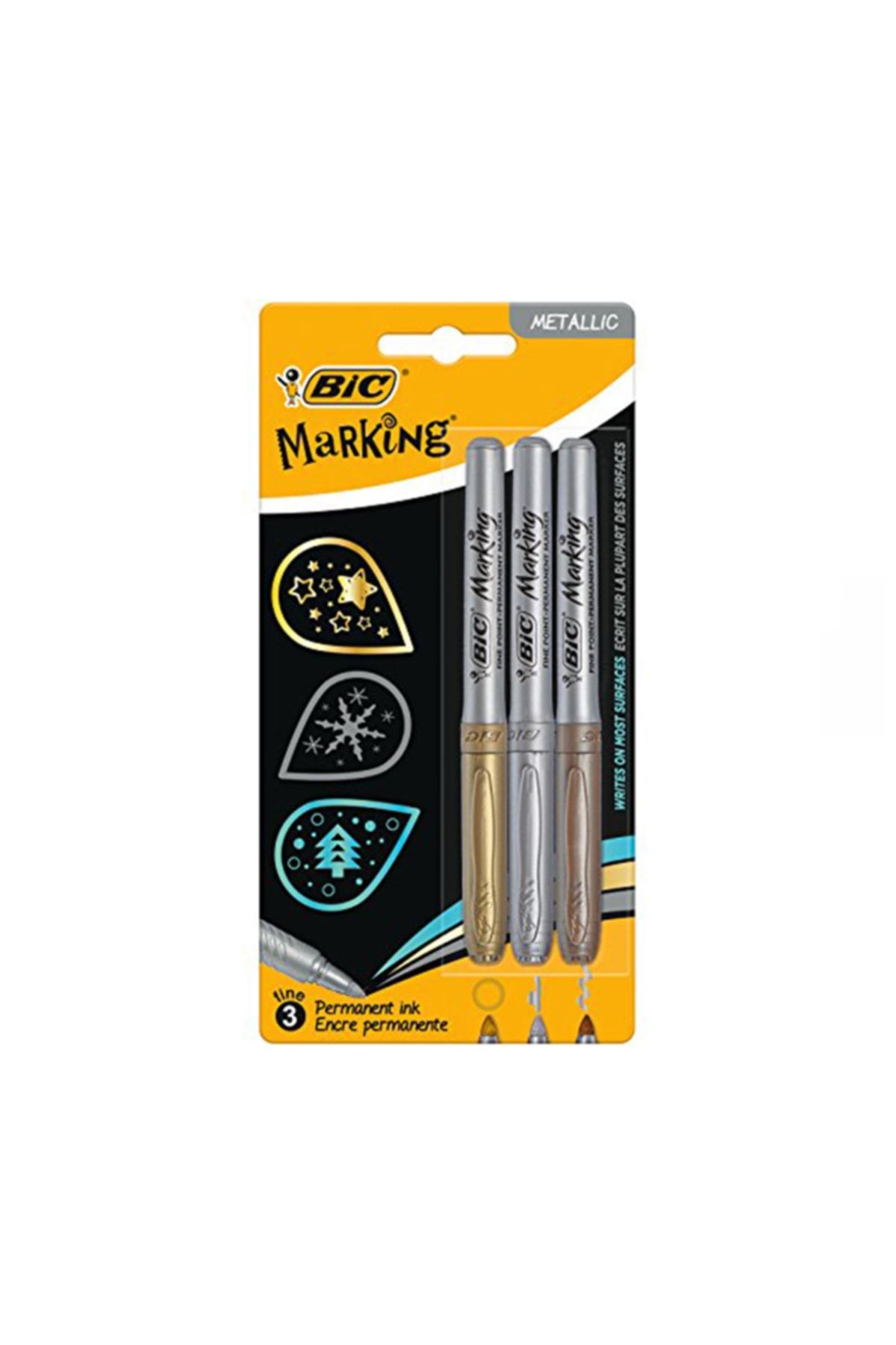 Bic Marking Color Permanent Markör Kalem Seti 3 Metalik Renk