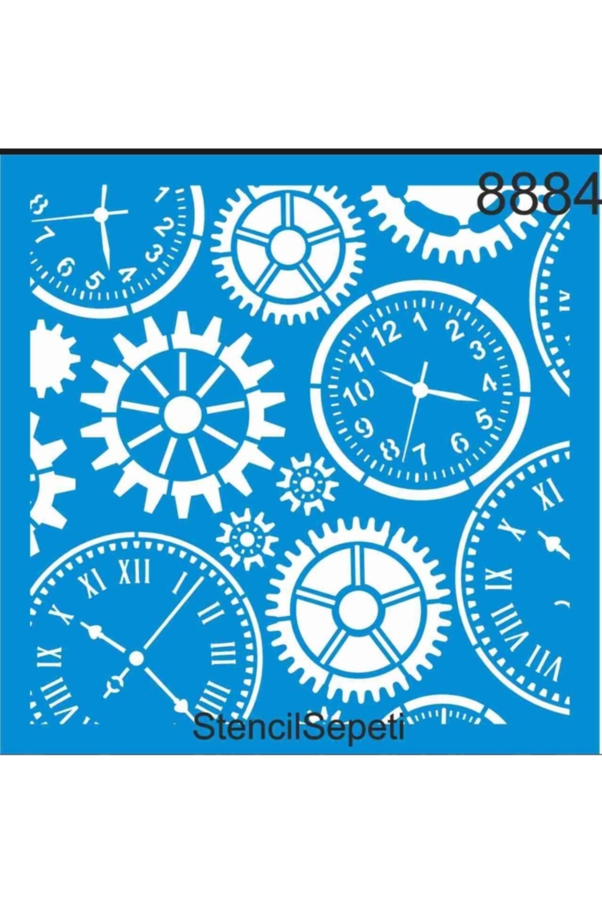 DERYA DESİNG ART Saat Deseni Stencil Şablon St8884 30x30 Cm