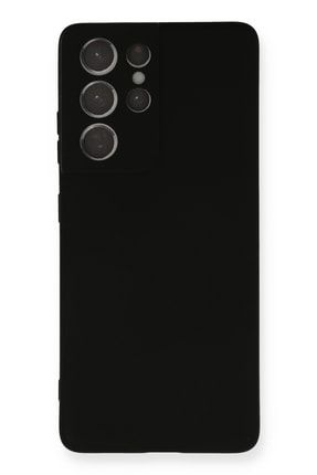 Samsung Galaxy S21 Ultra Kılıf Lansman Içi Süet Dışı Pürüzsüz Silikon Kapak - Siyah ahmnone2samsung-s21-ultra