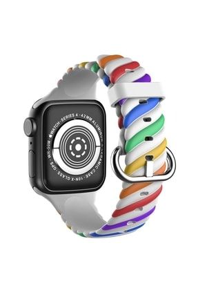 Apple Watch 2 3 4 5 6 7 Se Uyumlu 38mm 40mm 41mm Spor Renkli Örgü Silikon Kayış Kordon LYN-KRD-02
