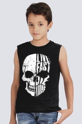 Hızlı Yaşa Siyah Kesik Kol Kolsuz Erkek Çocuk T-shirt 1M1SB436AS