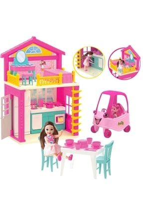 Oyuncak Aksesuarlı Ev 2 Katlı Arabalı Bebek Kız Çocuk Oyuncak TYC00404750531