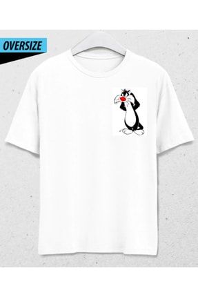 Unisex Sylvester Baskılı Oversize Tasarım T-shirt GNGRYAZTTSTÇİZGİ1
