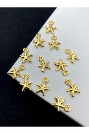 3 Adet Altınsarısı Gold Renk Lak Kaplama Kulplu Denizyıldızı, Sallantı Takı Kolye Ucu LAKDENIZYILDIZ