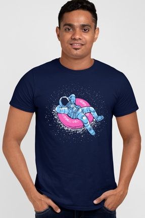 Havuzda Astronot Lacivert Kısa Kollu Erkek T-shirt 1M1BM436AL