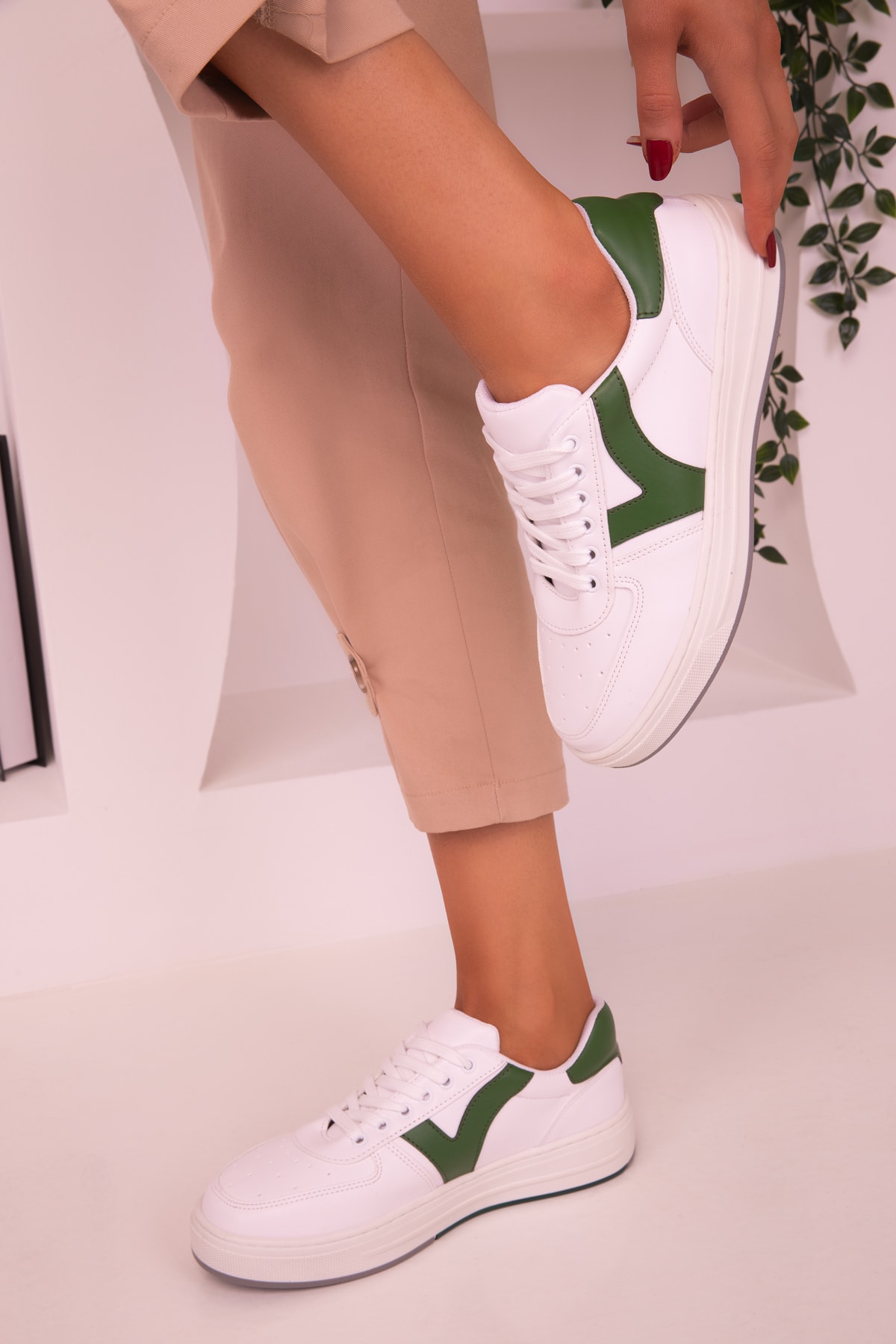 SOHO Beyaz-Yeşil Kadın Sneaker 17109