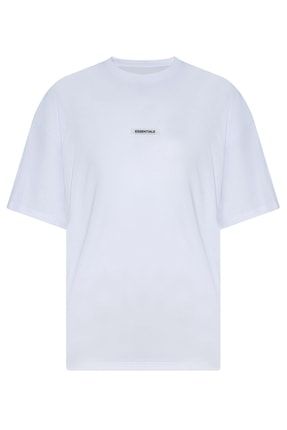 Beyaz Essentials Aksesuarlı Oversize T-shirt 2yxe2-45973-01 2YXE2-45973