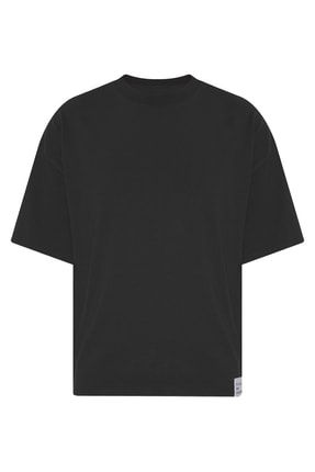 Siyah Kalın Ribanalı Oversize T-shirt 2yxe2-45947-02 2YXE2-45947