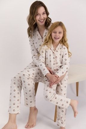 Kadın Uzun Kol Desenli Gömlek Pijama Takımı (anne Kız Kombin Yapılabilir Fiyatlar Farklıdır) AR-1434