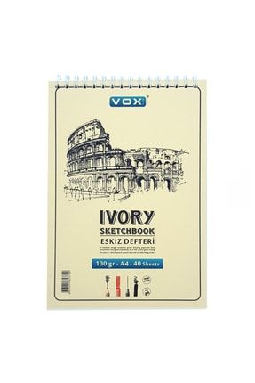Sketchbook Ivory A4 Üstten Spiralli Eskiz Defteri 100gr 40 Ivory Yaprak TYC00405817000