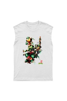 Teenage Mutant Ninja Turtles Ninja Kaplumbağalar Beyaz Kesik Kol Tişört Unisex Kolsuz T-shirt 15895WKK