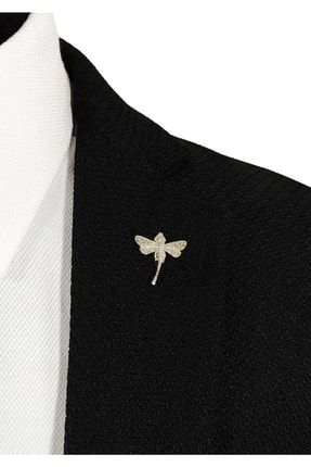 Yusufçuk Figürlü Gümüş Gri Renginde Metal Ceket Yaka İğnesi Yaka Broşu BLC000136
