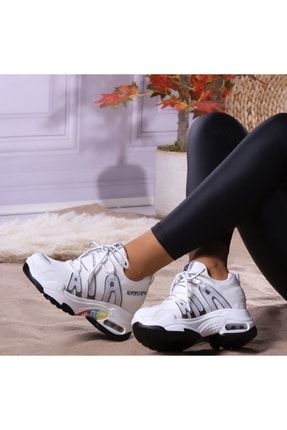 Guja Aıa Beyaz Dolgu Bağcıklı Aır Taban Kadın Sneakers Spor Ayakkabı 00000005420
