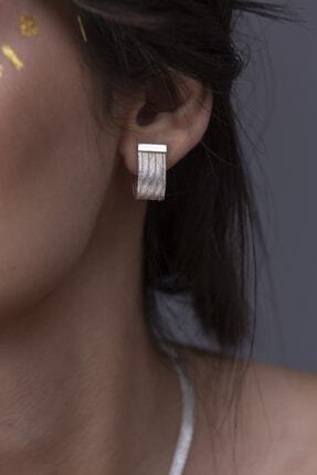 Black Sea Port Trabzon Hasırı 5 Sıra 925 Ayar Gümüş Küpe