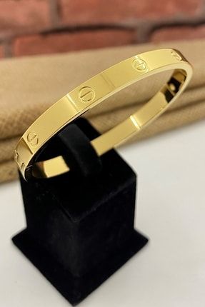 Çelik Kelepçe Kalın Altın Renk Cartier Bileklik ANKEP365