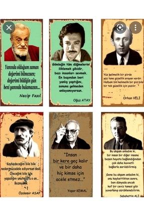 Türk Edebiaytı Yazarları Ahşap Poster 20x30 Can Yücel Nazım Hikmet Ksmc104