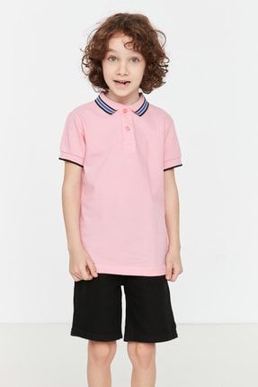 Pudra Erkek Çocuk Örme Polo Yaka T-shirt-TKDSS22PO0043