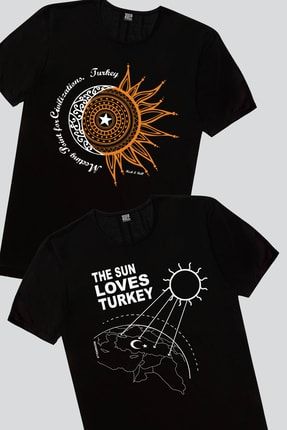 Güneşli Türkiye, Türkiye Ay Yıldız Siyah Kadın Tişört 2'li Eko Paket 1M1BW874AX