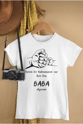 Benim Bir Kahramanım Var Baba Baskılı Çocuk T-shirt Tasarım Tişört tsrt007